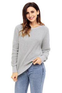 Sexy Gray Cross Back Hollow-out Sweater