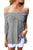 Sexy Gray Cross Front Off The Shoulder Top