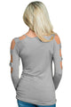 Sexy Gray Cut out Open Shoulder Ruched Side Blouse
