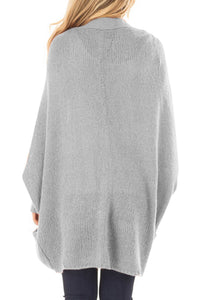 Sexy Gray Dolman Sleeve Knit Cardigan with Pocket