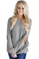 Sexy Gray Elbow Patch Sweatshirt