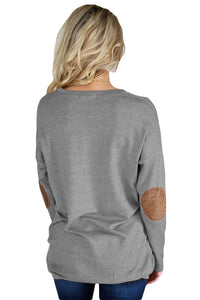 Sexy Gray Elbow Patch Sweatshirt