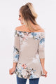 Sexy Gray Floral Off Shoulder Crisscross Top