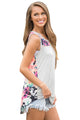 Sexy Gray Front Floral Print Back High-low Hem Tank