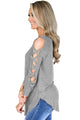 Sexy Gray Hollow-out Crisscross Shoulder Top for Women