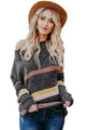 Sexy Gray Horizons Colorblock Striped Sweater