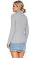 Sexy Gray Long Sleeve Turtleneck Braided Sweater