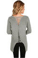 Sexy Gray Never Look Back Lace Up Sweater