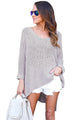 Sexy Gray Oversized Knit High-low Slit Side Sweater