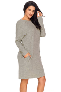 Sexy Gray Pocketed Loose Fit Dress