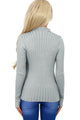 Sexy Gray Ribbed Choker Neck Sweater