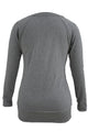 Sexy Gray Scoop Neck Long Sleeve Sweatshirt