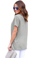 Sexy Gray Short Sleeves Lace up Slub Cotton Tee