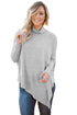 Sexy Gray Soft Faux Poncho High Neck Sweater
