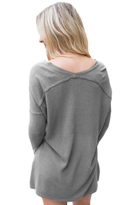 Sexy Gray Soft V Neck Sweater