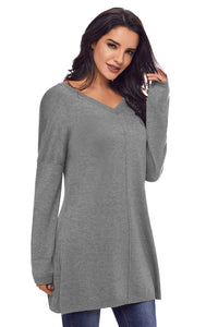 Sexy Gray Soft V Neck Sweater