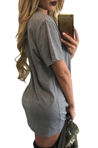 Sexy Gray Strappy Hollow-out V Neck Tie Me Over Dress