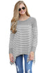 Sexy Gray Striped Knit Pullover Sweater Top