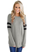 Sexy Gray Striped Sleeve Women’s Sweatshirt Top