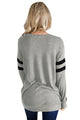 Sexy Gray Striped Sleeve Women’s Sweatshirt Top