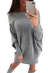 Sexy Gray Stylish Long Sleeve Baggy Sweater Dress