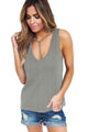 Sexy Gray T Front Strappy Neck Tank