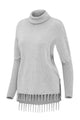 Sexy Gray Turtleneck Fringe Hemline Tunic Sweater