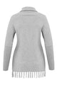 Sexy Gray Turtleneck Fringe Hemline Tunic Sweater