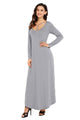 Sexy Gray Y Strap Neckline Relaxed Long Jersey Dress