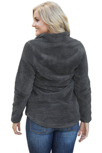 Sexy Gray Zipped Pullover Fleece Outfit