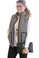 Sexy Gray Zipped Quilted Vest with Black Frame