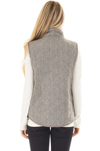 Sexy Gray Zipped Quilted Vest with Coffee Frame