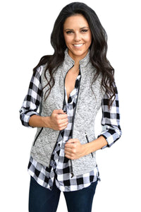 Sexy Gray Zipped Quilted Vest with Pockets