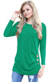 Sexy Green Buttoned Side Long Sleeve Spring Autumn Womens Top