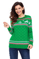 Sexy Green Christmas Reindeer Knit Sweater Winter Jumper