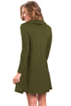 Sexy Green Cowl Neck Long Sleeve Casual Loose Swing Dress