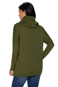 Sexy Green Cozy Cowl Neck Long Sleeve Sweater