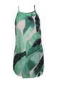 Sexy Green Leaf Print Sleeveless Dress