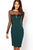 Sexy Green Midi Dress with PU and Mesh Inserts
