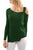 Sexy Green One Shoulder Long Sleeve Top with Slit