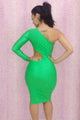 Sexy Green One-shoulder Cutout Club Bodycon Dress