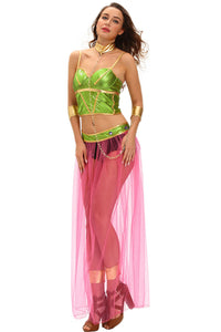 Sexy Green Pink 6pcs Slave Princess Costume
