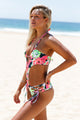 Sexy Green Rosy Floral All Over Strappy Crisscross Cut out Monokini