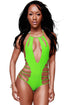 Sexy Green Strappy Cut outs One-piece Swimwear