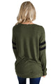 Sexy Green Striped Sleeve Women’s Sweatshirt Top