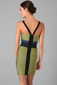 Sexy Green V Neck Hollow-out Bandage Dress
