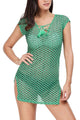 Sexy Green V Neck Lace up Cover up Dress