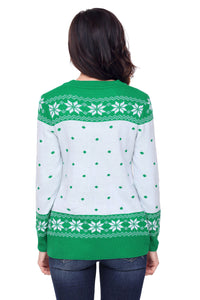Sexy Green White Reindeer In The Snow Christmas Jumper