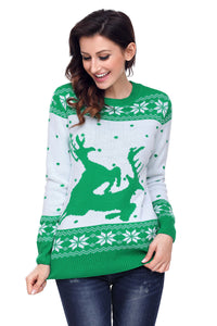 Sexy Green White Reindeer In The Snow Christmas Jumper