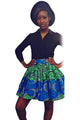 Sexy Greenish Print Skater African Style Mini Skirt